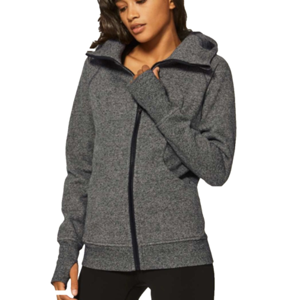 Lululemon Scuba Hoodie Classic Cotton Fleece Heathered Speckled Black Sz 8
